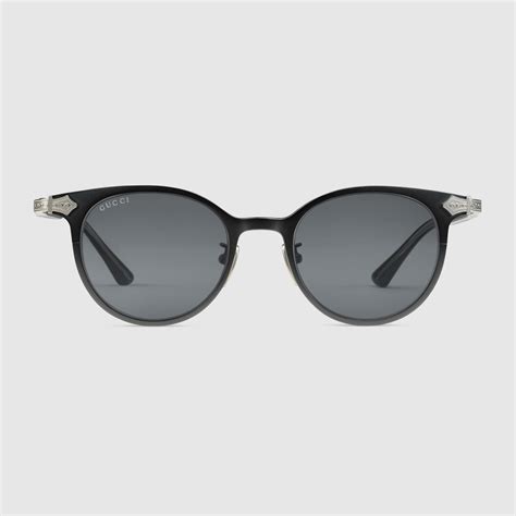 gucci round frame titanium sunglasses